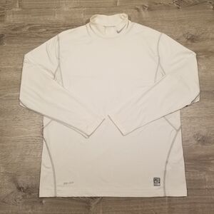 Nike Pro Combat Dri Fit Thermal Baselayer Shirt White Compression Mens Size XL
